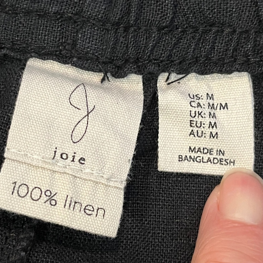 Joie Medium Black 100% Linen Wide Leg Drawstring Pants Womens Pants - Picture 5 of 7